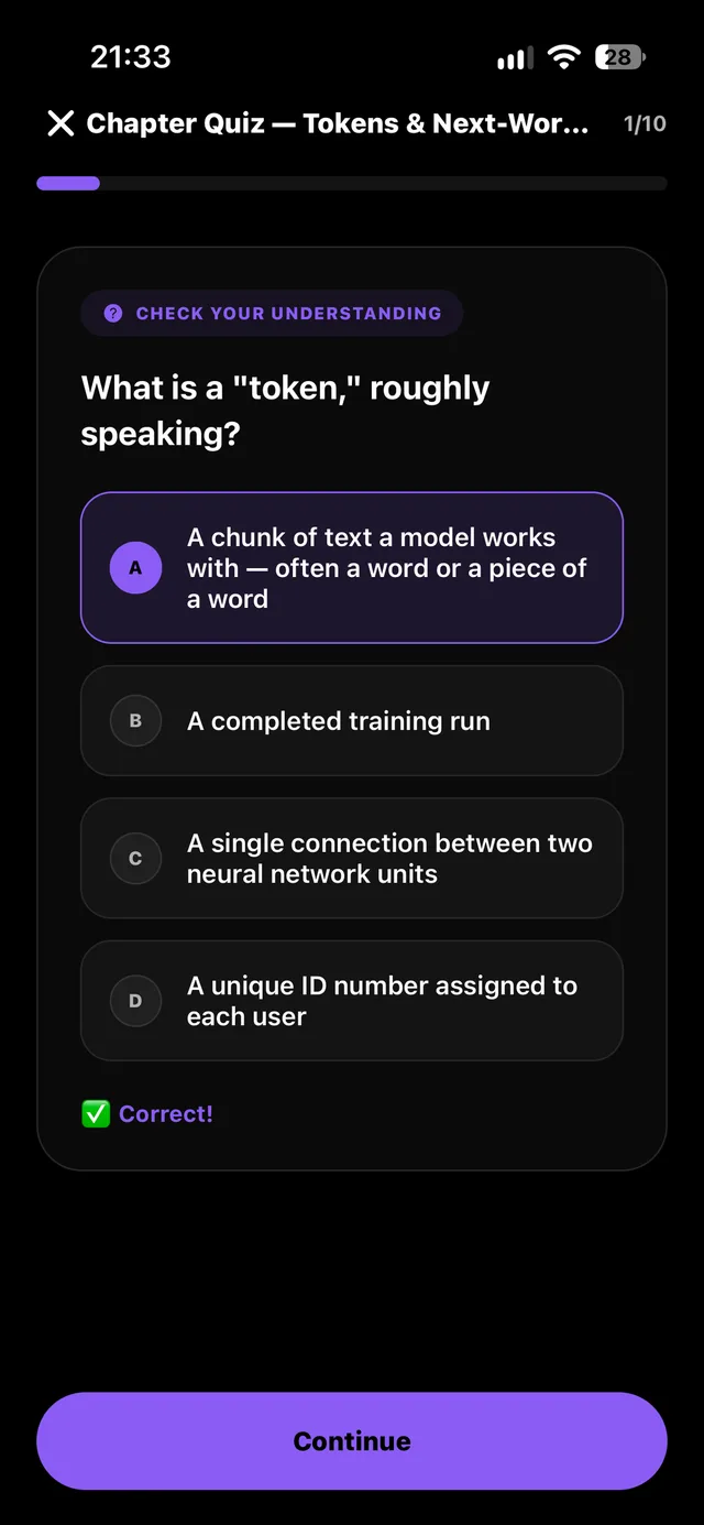 Swipe AI: Chapter quizzes