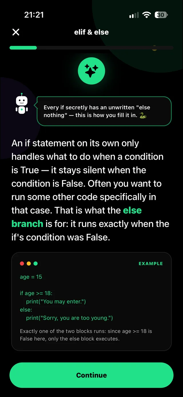 Swipe Coding: Bite-sized lessons with real code